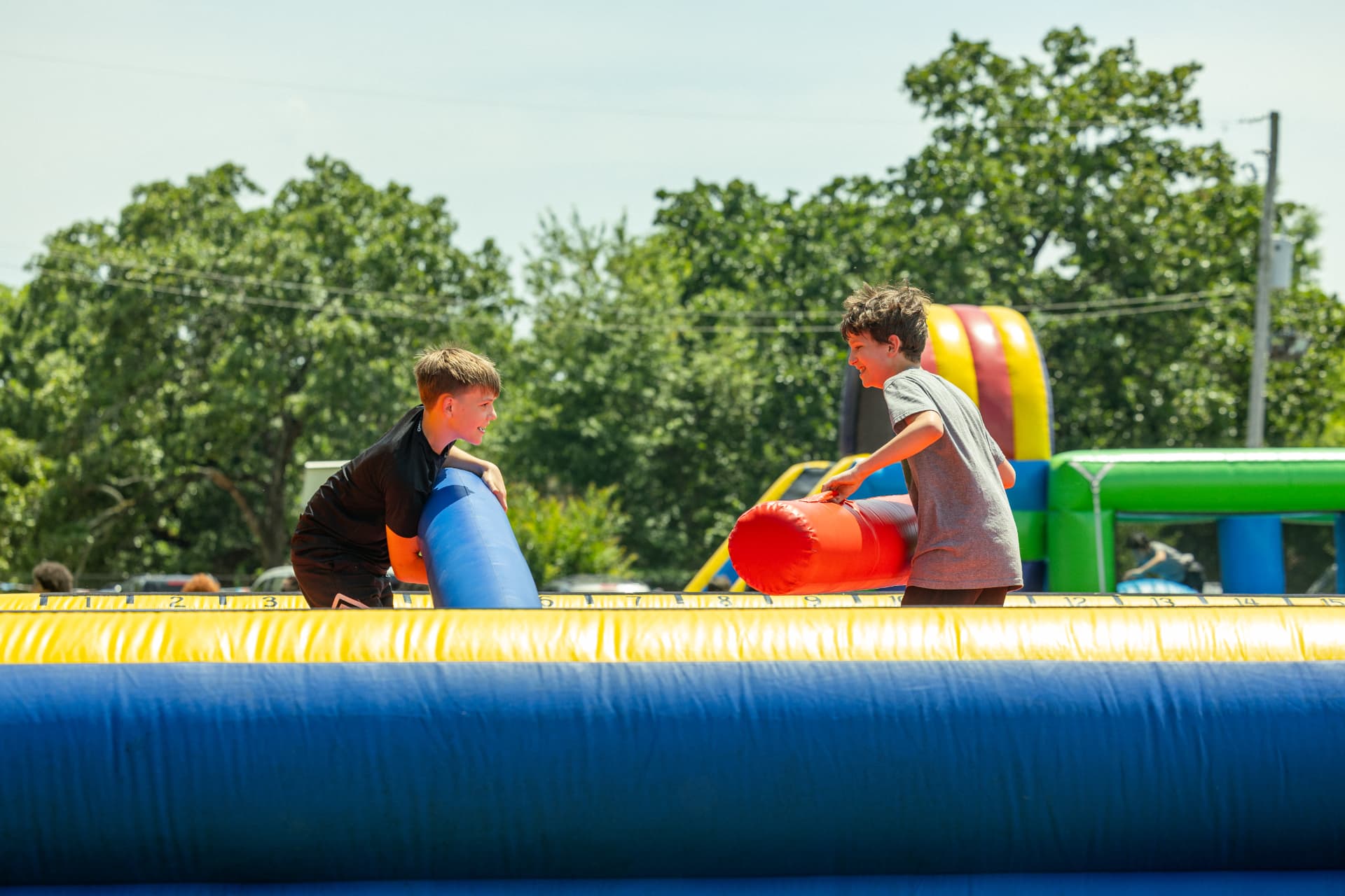 PHMS students having fun on an inflatable at field day