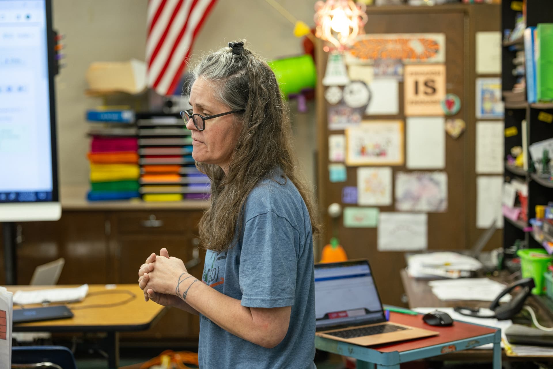 A PHMS teacher speaking to her class
